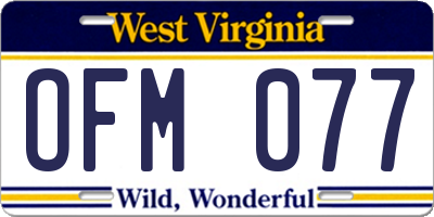WV license plate OFM077