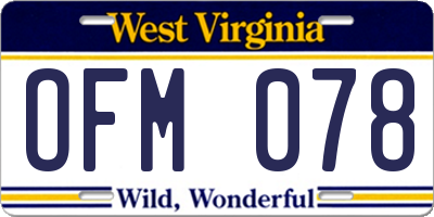 WV license plate OFM078