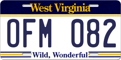 WV license plate OFM082