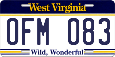 WV license plate OFM083