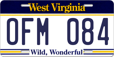 WV license plate OFM084