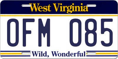 WV license plate OFM085
