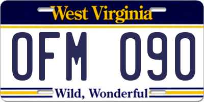 WV license plate OFM090