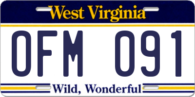 WV license plate OFM091