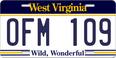WV license plate OFM109