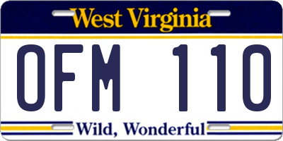 WV license plate OFM110