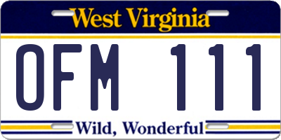 WV license plate OFM111