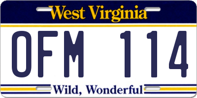 WV license plate OFM114