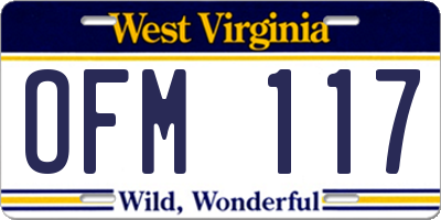 WV license plate OFM117