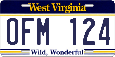 WV license plate OFM124