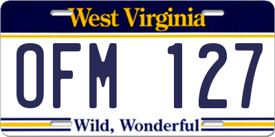 WV license plate OFM127
