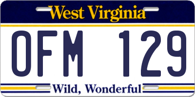 WV license plate OFM129