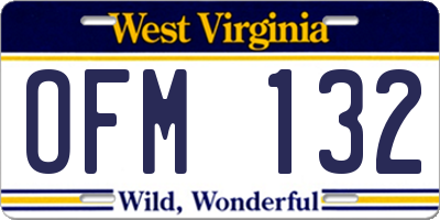 WV license plate OFM132