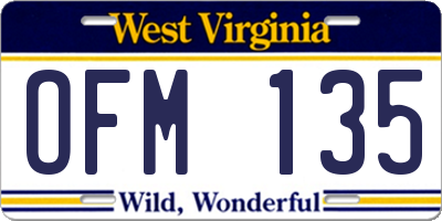 WV license plate OFM135