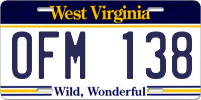 WV license plate OFM138