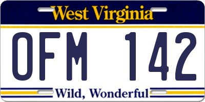 WV license plate OFM142