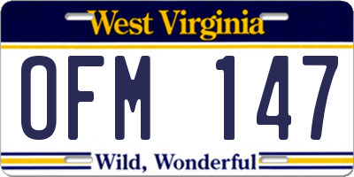 WV license plate OFM147