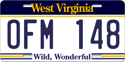 WV license plate OFM148
