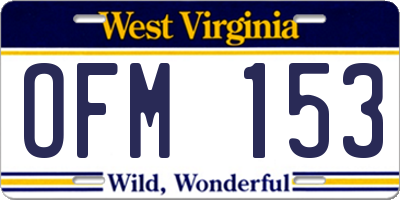 WV license plate OFM153