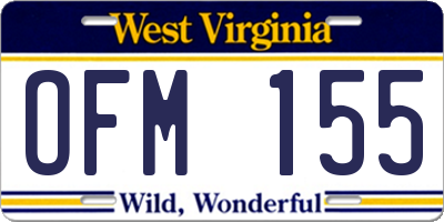 WV license plate OFM155