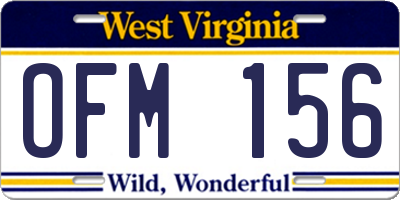 WV license plate OFM156