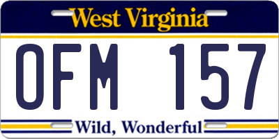 WV license plate OFM157
