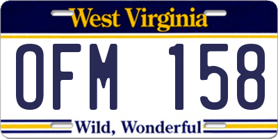 WV license plate OFM158