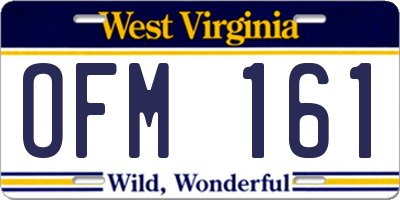 WV license plate OFM161
