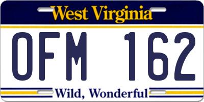 WV license plate OFM162