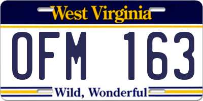 WV license plate OFM163