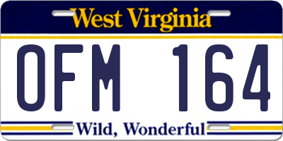 WV license plate OFM164