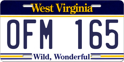 WV license plate OFM165