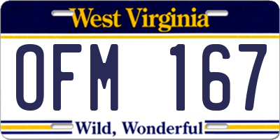 WV license plate OFM167