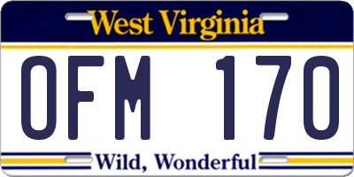 WV license plate OFM170