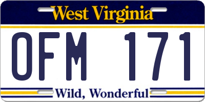 WV license plate OFM171