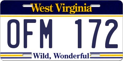 WV license plate OFM172