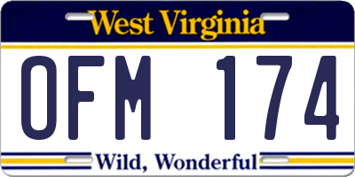 WV license plate OFM174