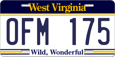 WV license plate OFM175