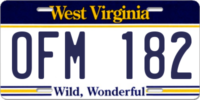 WV license plate OFM182
