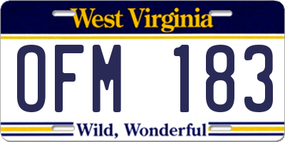 WV license plate OFM183