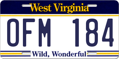 WV license plate OFM184