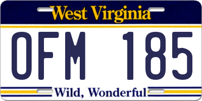 WV license plate OFM185