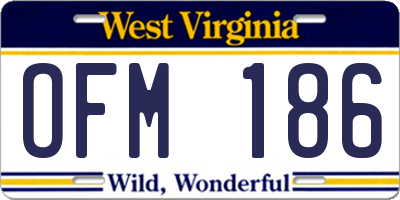 WV license plate OFM186