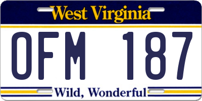 WV license plate OFM187
