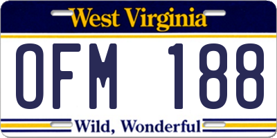 WV license plate OFM188