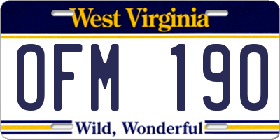 WV license plate OFM190