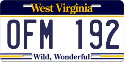 WV license plate OFM192