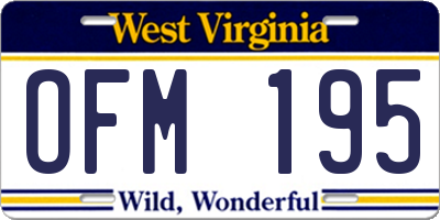 WV license plate OFM195