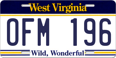 WV license plate OFM196