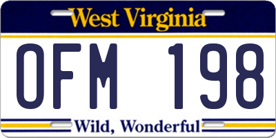 WV license plate OFM198